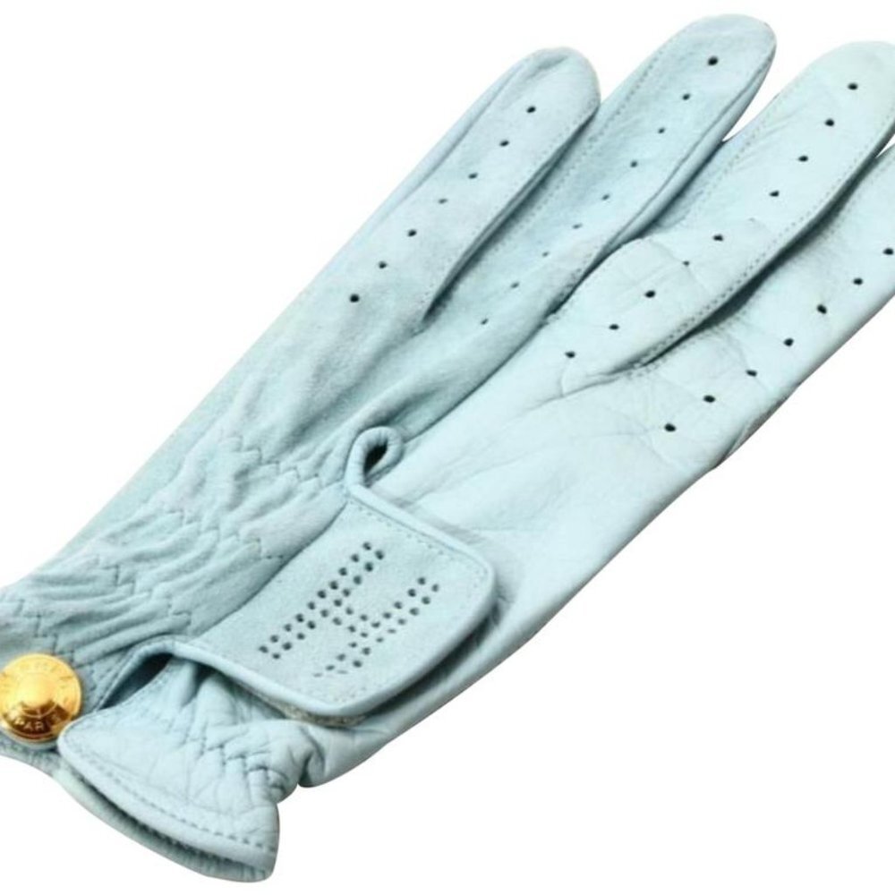 Hermès Sky Blue Leather Golf Driving Glove Size 7